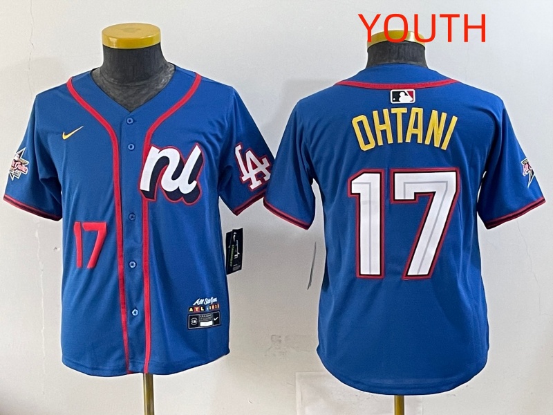 Youth 2025 Los Angeles Dodgers 17 Ohtani Blue Nike 2025 MLB All Star Jersey style 005